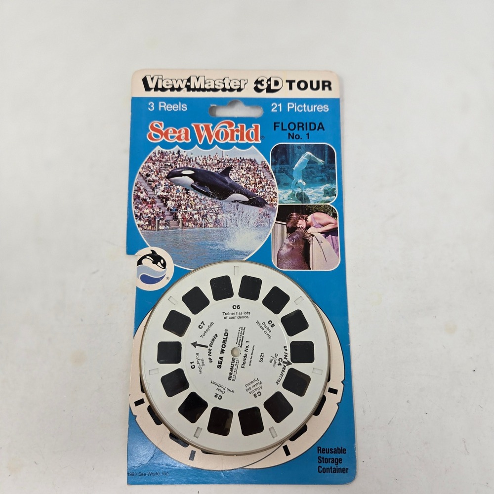 Vintage 1989 View-Master 3D Tour Sea World Florida No. 1 3 Reels 21 Pics 5321